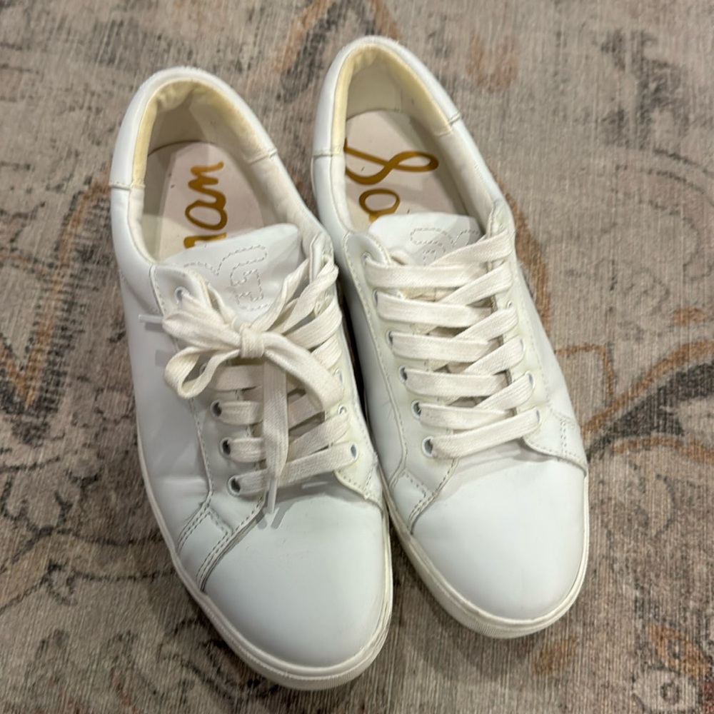 Sam Edelman White Lace-Up Sneakers